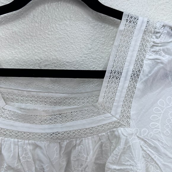 Universal Thread Eyelet white cropped ballon sleeves boho Size: M - Picture 4 of 6